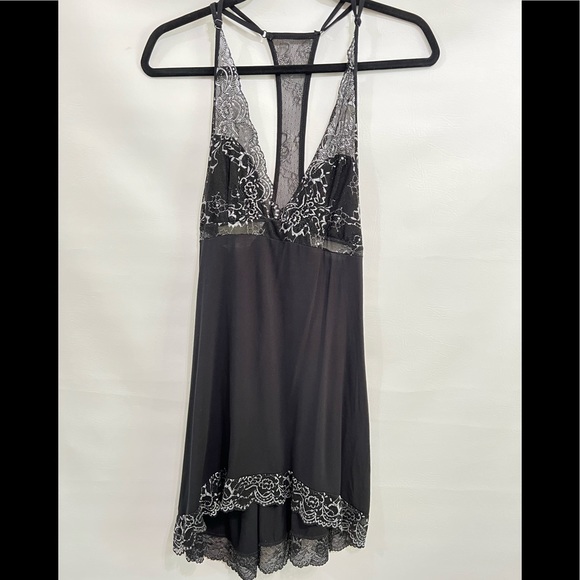 Daisy Fuentes lingerie Nighty black lace sz M hi-lo adjustable working straps - Picture 1 of 15